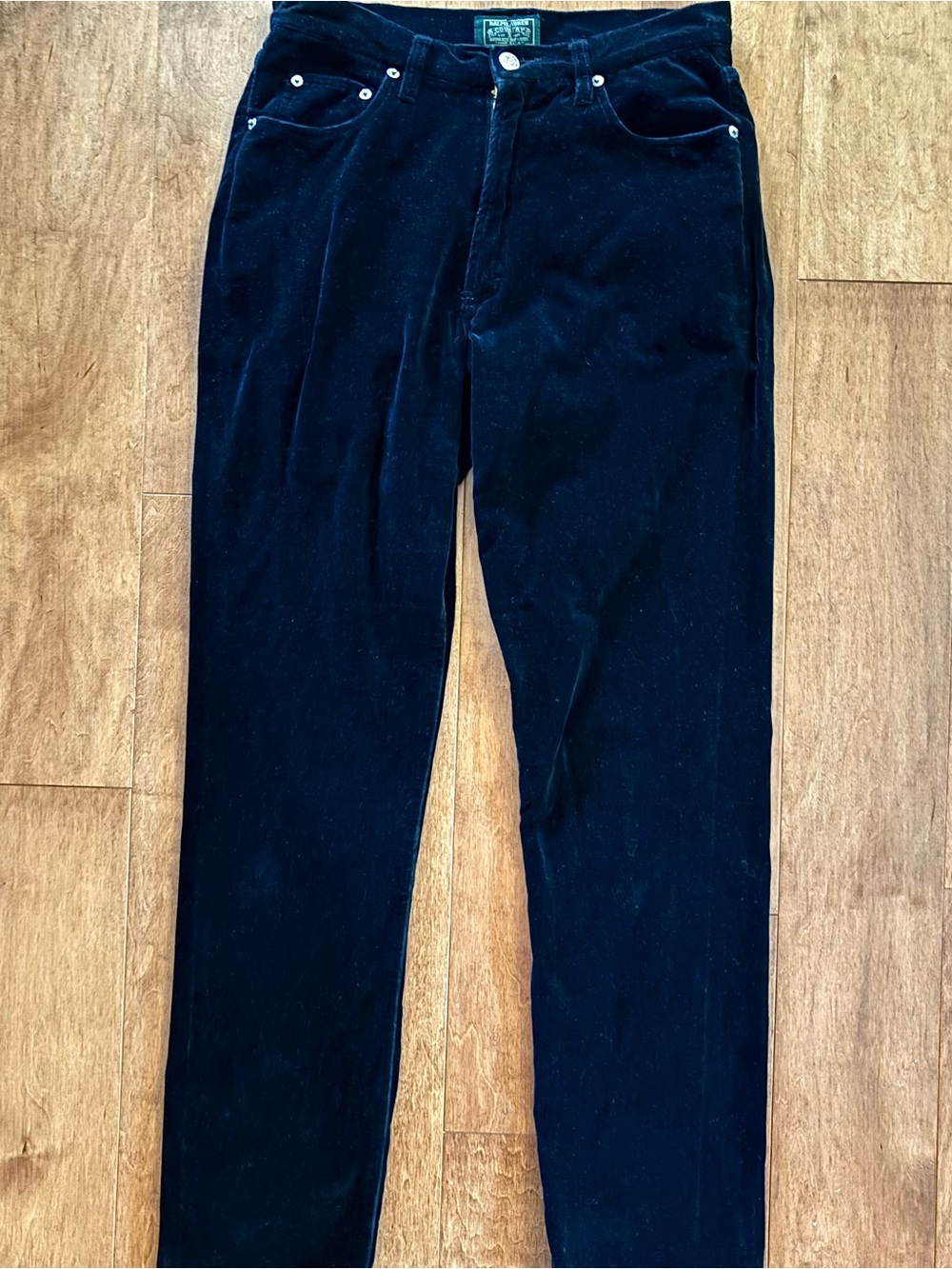 VTG 90s Ralph Lauren Country Black Velvet Pants 29x30 High Rise Made in USA